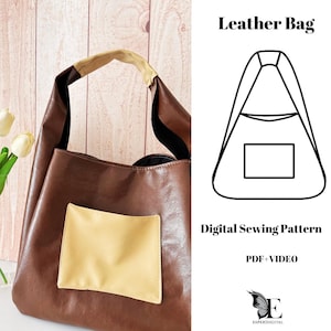 Handgefertigte Leder Henkeltasche, Video + PDF, Leder Hobo Gürtel Crossbody Sling Bag, Leder Schultertasche Schnittmuster und Nähen, Duffle Messenger Bag