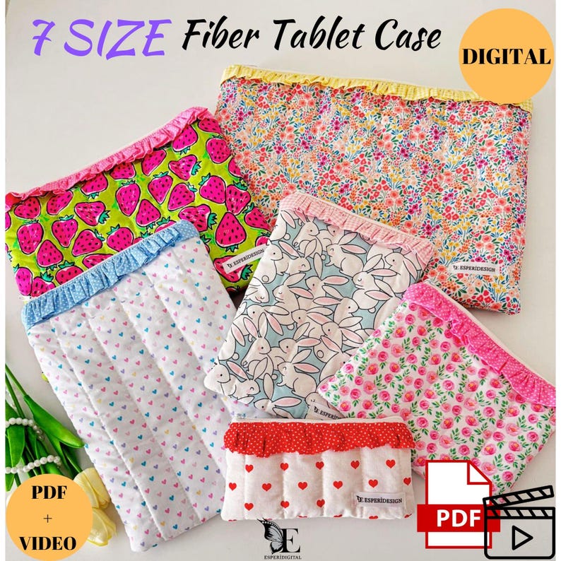 7 SIZE Tablet Laptop Case, Pdf Pattern Video Tutorial, A4 Size A5 Size