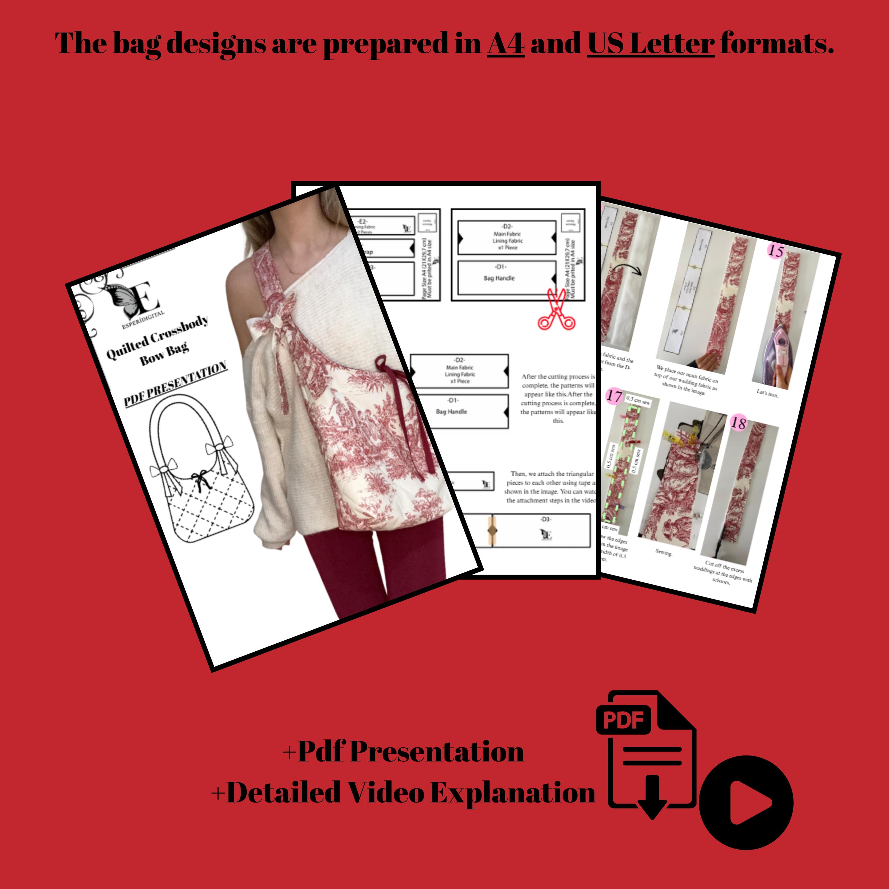 Quilted Crossbody Bow Bag Sewing Pattern PDF, Vintage Cottagecore ...
