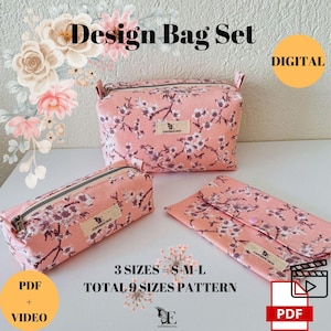 Muster nähen benutzerdefinierte Make-up Tasche, Federmäppchen, Brieftasche gequiltet, Kulturtasche, Pdf + Video, Dıy Bag Tote Canvas Taschen, handgemachtes Geschenk