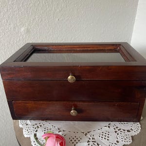 Vintage Antik Schmuckschatulle - Massivholz Schmuckschatulle - Samtfutter Schmuckschatulle - Schmuck Organizer