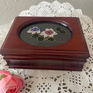 Vintage Antique Mini Jewelry Box - Hand Painted Solid Wood Jewelry Box - Velvet Lining Jewelry Box - Jewelry Organizer - Collectible Piese