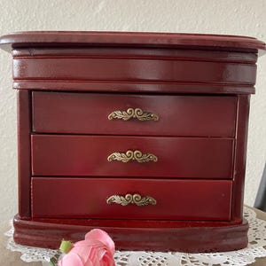 Vintage Antik Schmuckschatulle mit einem Spiegel - Massivholz Schmuckschatulle - Samtfutter Schmuckschatulle - Schmuck Organizer