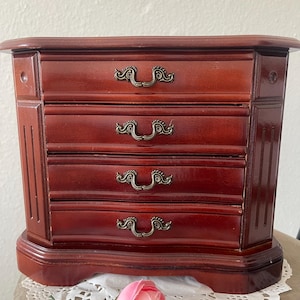 Vintage Antique Jewelry Box With a Mirror - Solid Wood Jewelry Box - Velvet Lining Jewelry Box - Jewelry Organizer