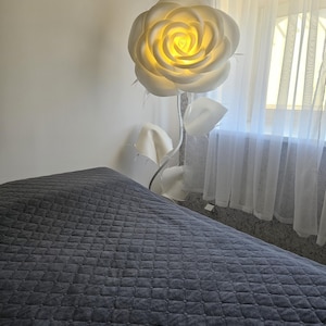 Handmade flower lamp, Home decor idea, Floor lamp, Wedding gift, Window display decor, Housewarming gift, White flower lamp