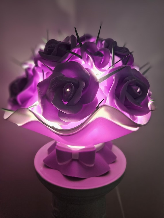 Handmade Purple Flower Bouquet Lamp: Romantic Bedroom Decor