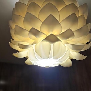 Handmade flower lamp, Home decor accent, Hanging ceiling lamp, White flower lamp, Boho chic lighting, Luxury floral lamp