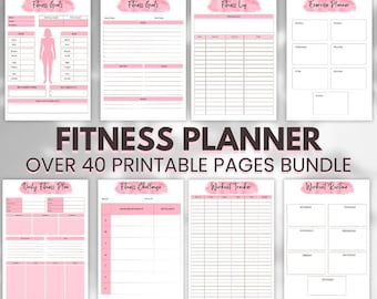 Fitness Planner, Weight Loss Tracker, BUNDLE, Workout Planner Fitness Journal, Wellness, Health Goal, Meal Planner, Self Care, Habit Tracker