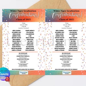 Editable School Graduation Program Template Colorful Fun Printable ...