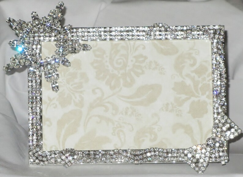 Silver Photo Frame Vintage Clear RHINESTONE Star & Bow Brooch Etsy