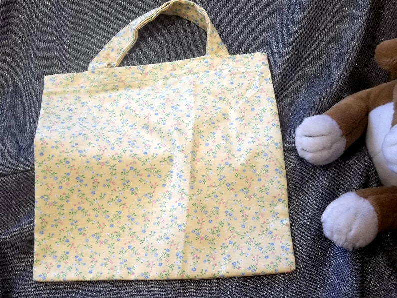 Small Blue Flowers Light Yellow Print Library Book Lunch Gift Tote Bag