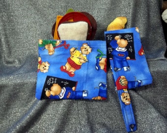 Reusable Sandwich N Snack Bag Set, School Bears Print