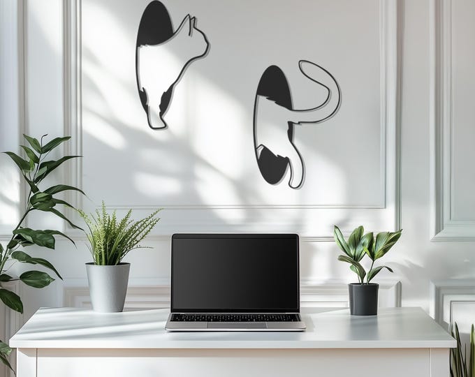 Cat Decors Metal Wall Art, Metal Cat Line Art, Cat Metal Wall Sign, Cat Wall Art Decor, Minimal Cat Art, Father's Day Gift, Gift for Home