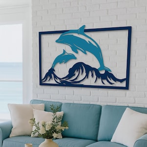 Dolphin Metal Wall Art: Coastal Beach House Decor Ocean and Beach