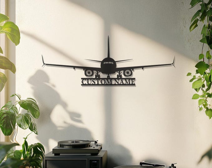 Custom Airplane Name Metal Wall Art, Pilot Gift Aviation Decor, Travel Lover Wall Hanging, Modern Aircraft Metal Sign for Office or Home