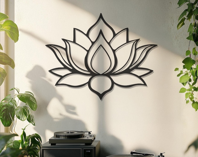 Lotus Flower Metal Wall Art, Spiritual Wall Decor, Home Decor, Minimalist Floral Wall Art Decor, Metal Wall Art Decor, Father's Day Gift