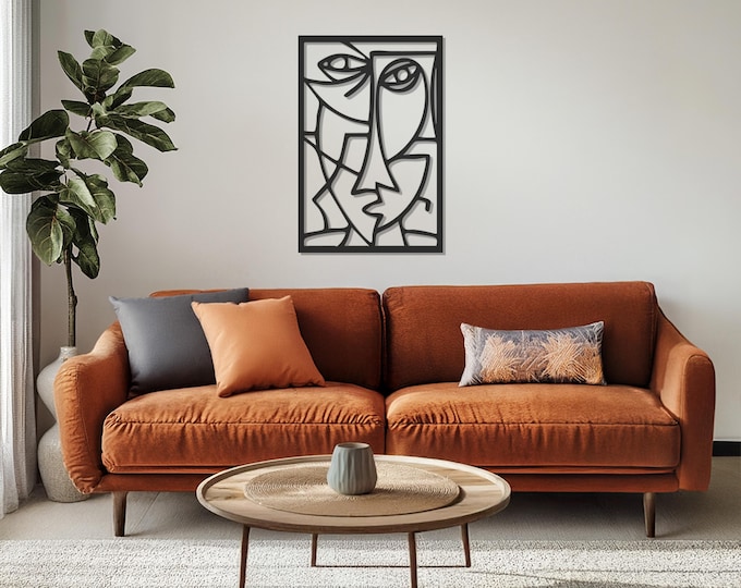 Pablo Picasso Faces Metal Wall Decor, Unique Wall Decor, Picasso Line Wall Decor, Abstract Face Art, Picasso Faces Art, Father's Day Gift