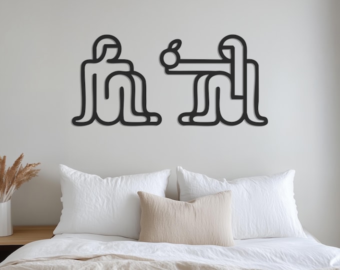 Set of 2 Abstract Minimalist Metal Wall Art, Modern Line Art Decor, Contemporary Home Decoration, Unique Geometric Design, Metal Wall Decor