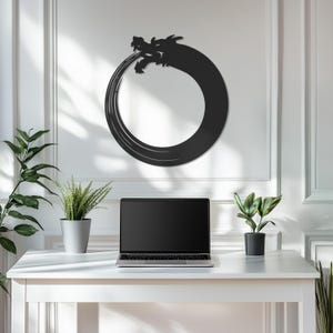 Dragon Metal Wall Art - Intricately Designed Round Metal Decor, Mythical Dragon-Inspired Wall Hanging, Fantasy Themed Home Metal Artwork