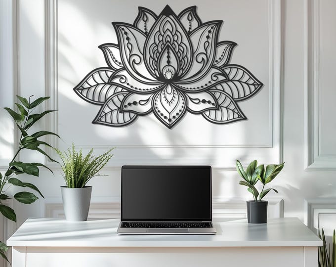 Mandala Metal Wall Art, Lotus Metal Wall Art, Flower Metal Wall Decor, Yoga Wall Decor, Gift for Yoga Lovers, Father's Day Gift,Gift for Her