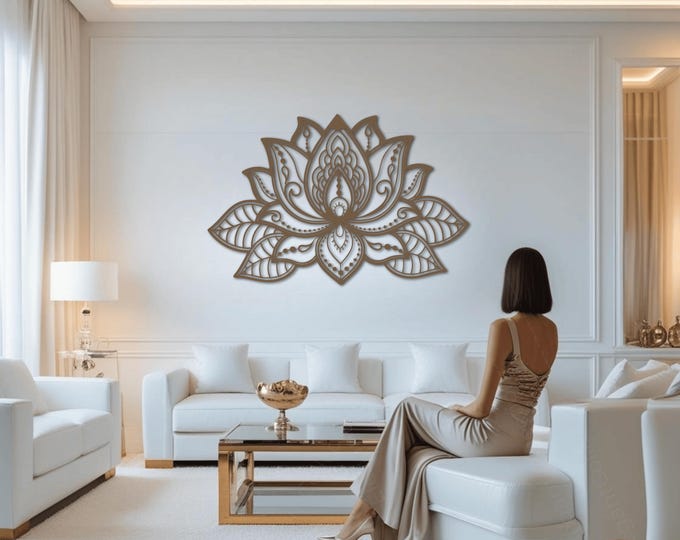 Mandala Lotus Metal Wall Art – Intricate Boho Flower Sculpture for Home, Yoga Studio & Meditation Space Décor - Unique Zen Wall Hanging Vibe