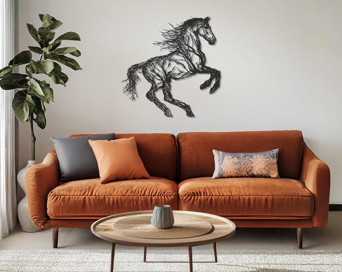 Tree Wild Horse Wall Art, Metal Horse Decor, Wild Horse Metal Wall Art, Metal Wall Art, Father's Day Gift, Gift for Home, Animal Lovers Gift