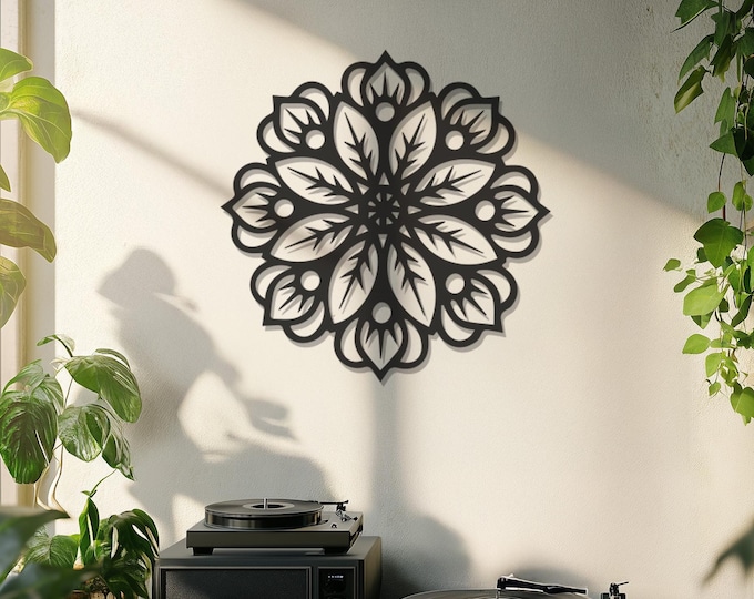 Elegant Floral Metal Wall Art, Large Botanical Design for Garden, Patio, Living Room Decor, Modern Nature-Inspired Wall Piece, Wall Decor