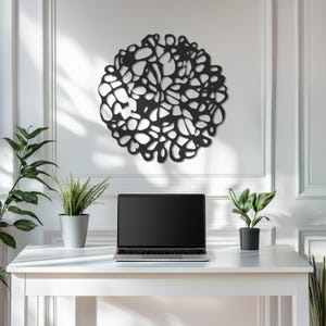 Abstract Round Metal Wall Art, Modern Circular Wall Decor, Minimalist Metal Artwork, Contemporary Home Decoration, Unique Geometric Design