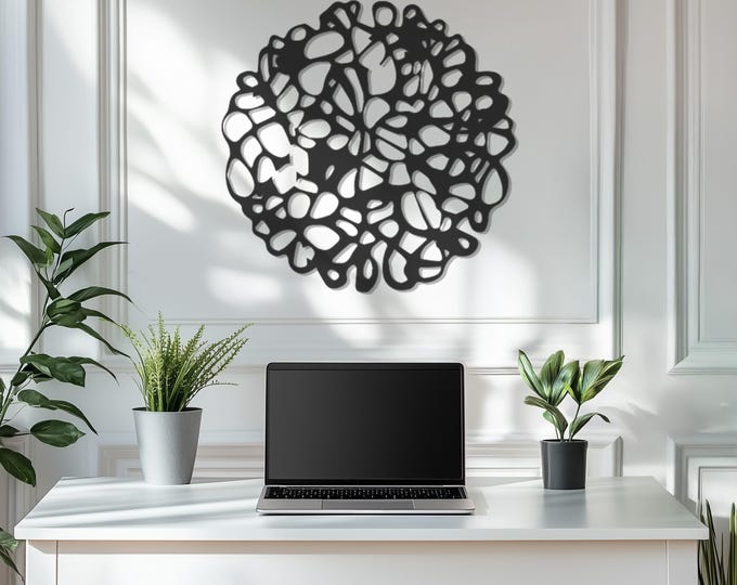 Abstract Round Metal Wall Art, Modern Circular Wall Decor, Minimalist Metal Artwork, Contemporary Home Decoration, Unique Geometric Design