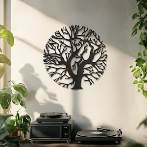Round Tree Metal Wall Art, Intricate Garden Decor for Home, Outdoor Patio, Nature-Inspired Design, Elegant and Durable Wall Art Piece