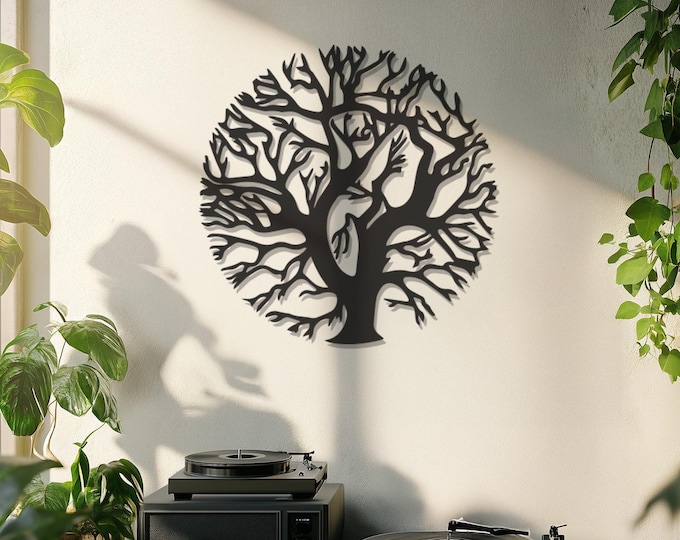Round Tree Metal Wall Art, Intricate Garden Decor for Home, Outdoor Patio, Nature-Inspired Design, Elegant and Durable Wall Art Piece