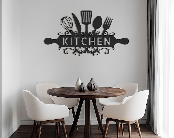 Kitchen Tools Metal Wall Art, Rustic Cooking Decor, Large Kitchen Wall Hanging, Metal Culinary Art, Unique Gift for Cooking Enthusiasts