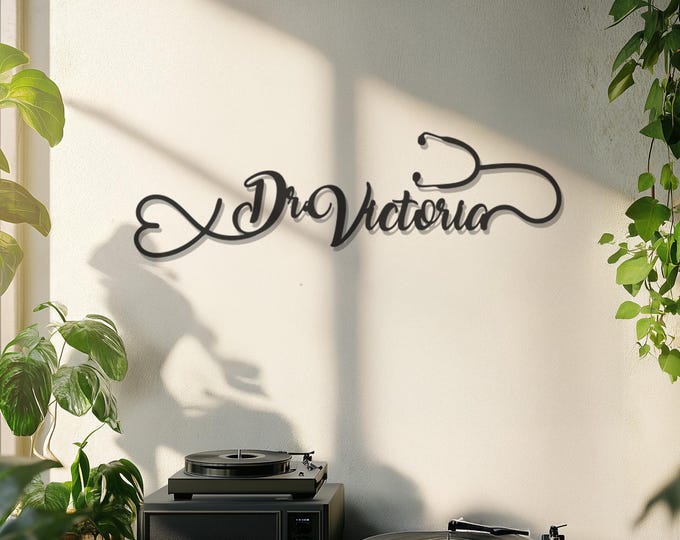 Custom Doctor Name Metal Wall Art, Personalized Medical Office Decor, Stethoscope Sign, Gift for Doctors, Clinic or Home Wall Decor