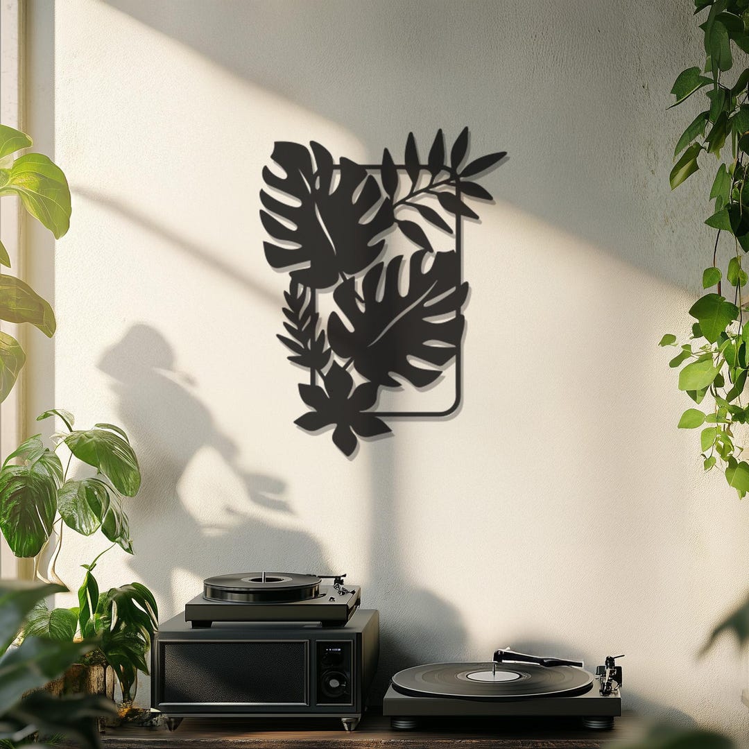 Botanical Metal Wall Art - Tropical Leaf Wall Hanging, Modern Nature ...