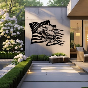 American Eagle Metal Wall Art - Patriotic USA Flag Decor, Bald Eagle Wall Hanging, Rustic American Symbol ,Trump USA wrought ironLarge size