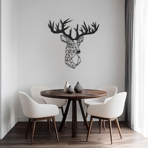 Modern Geometric Deer Head Metal Wall Art, Metal Wall Art Decor, Laser Cut Silhouette, Nature Wall Decor, Father&#39;s Day Gift, Gift for Home