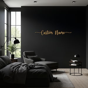 Custom Name Wall Sign, Personalized Metal Word Art, Modern Script Name Sign, Elegant Entryway Decor, Bedroom Name Wall Hanging Gift