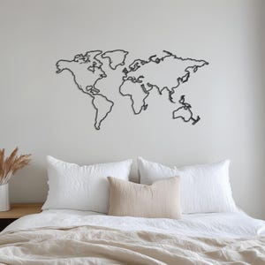 Minimalist Metal World Map Wall Art, World Map Metal Decor, Metal Wall Art Decor, Room Decor, Father's Day Gift, Gift for Travel Lovers