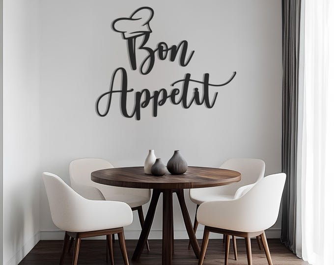 Bon Appetit Metal Wall Art Decor - Kitchen & Restaurant Decor, Chef-Inspired Wall Hanging, Handmade Culinary Artwork, Unique Gift for Chefs