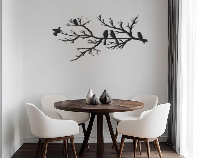 Birds on a Branch Metal Wall Decor, Bird Wall Art, Tree Birds Wall Decor, Tree Branch Decor, Room Decor, Father's Day Gift, Gift for Her