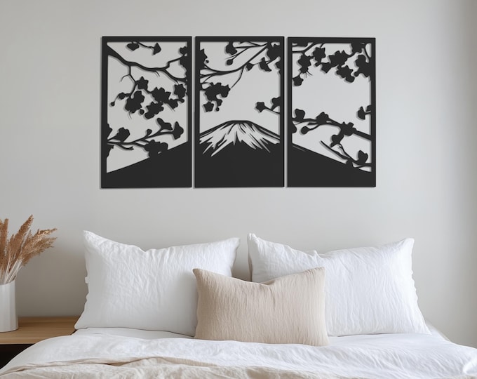 Set of 3 Sakura Cherry Blossom Metal Wall Art, Metal Wall Art, Sakura Tree Metal Art, Cherry Blossom Tree Metal Wall Art, Father's Day Gift