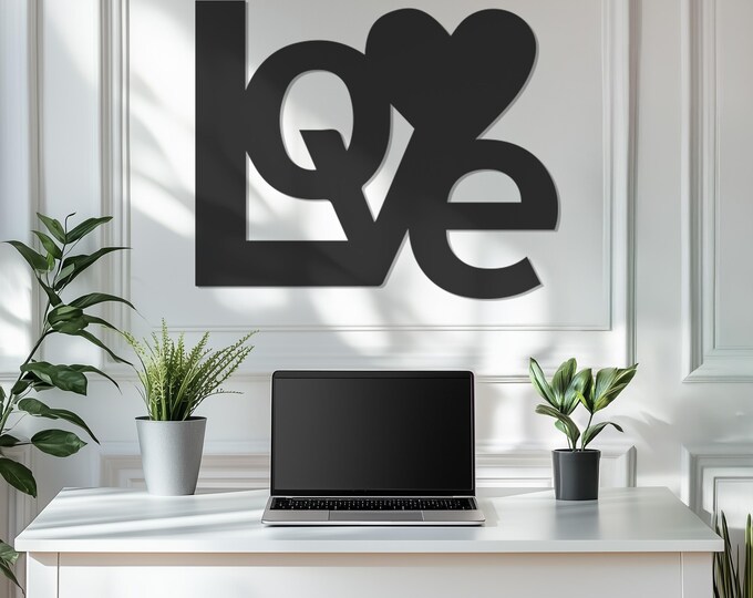 Love Heart Metal Wall Art, Love Metal Wall Art Decor, Love Metal Sign, Metal Love Decor, Father's Day Gift, Gift for Home, Wedding Gift Idea
