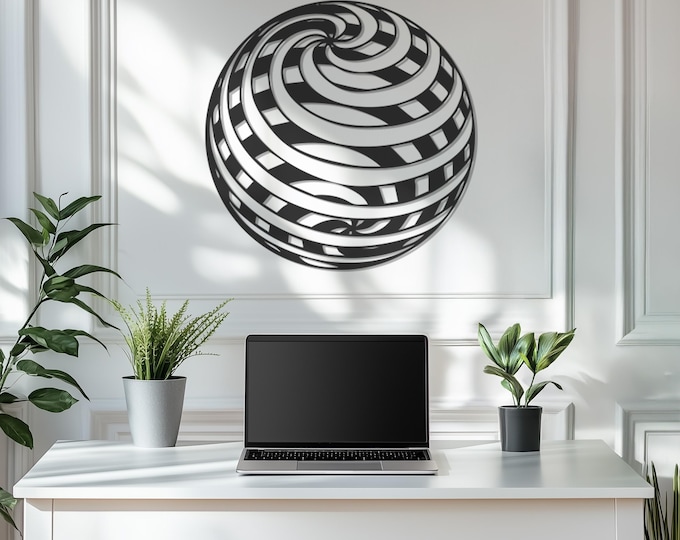 Modern Metal Wall Art, Geometric Metal Wall Decor, Abstract Home Wall Hanging, 3D Optical Illusion Decor, Home Decoration, Metal Artwork