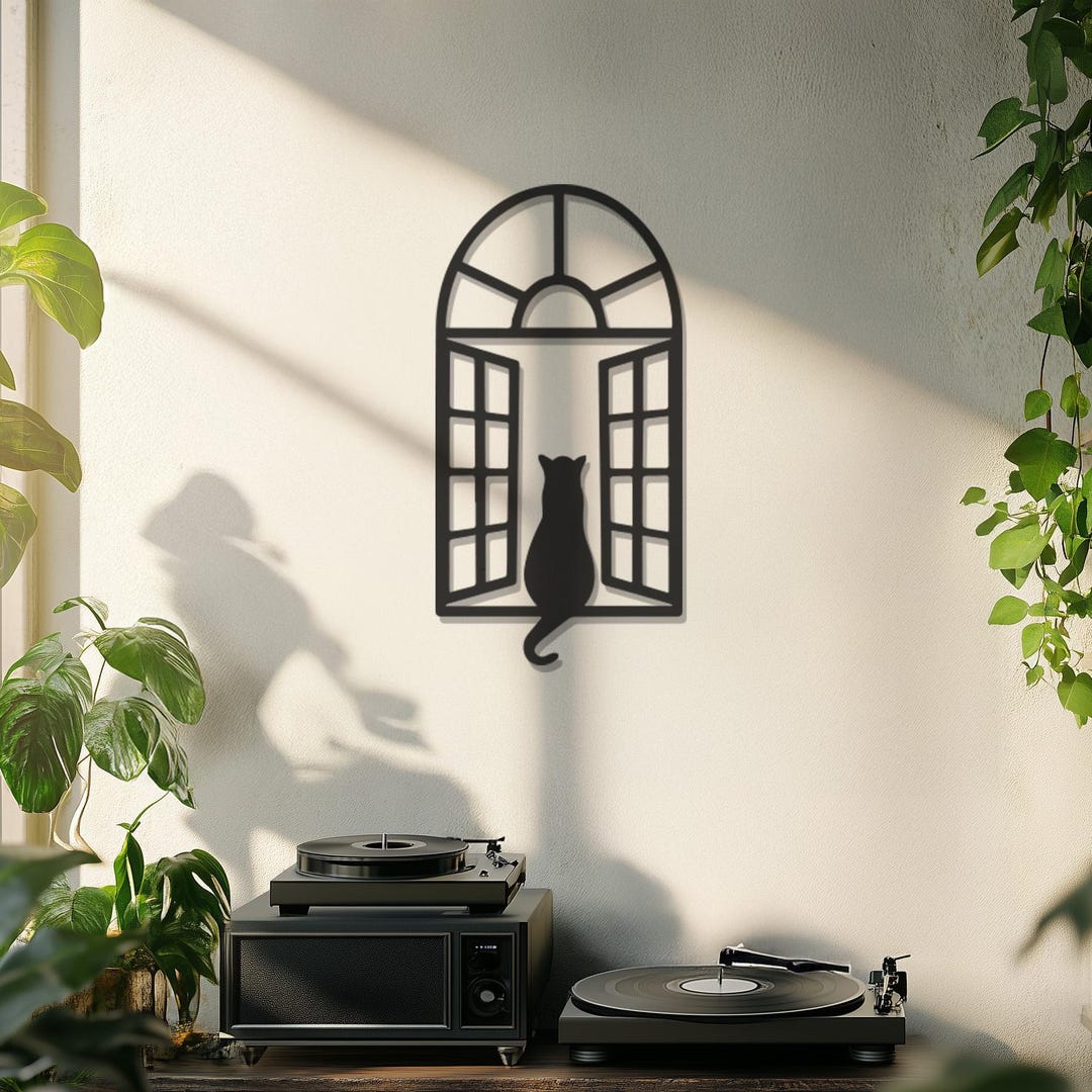 Cat in Window Metal Wall Art, Cat Metal Wall Art, Metal Wall Art, Metal ...