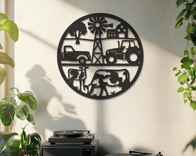 Farm Metal Wall Art Decor, Farmhouse Metal Wall Art Decor, Rustic Barn Wall Decor, Metal Farm Animal Sign, Father's Day Gift, Gift for Home