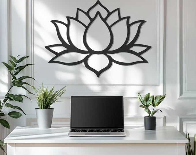Lotus Flower Metal Wall Art, Minimalist Floral Wall Sign, Metal Wall Art Decor, Minimalist Metal Wall Decor,Father's Day Gift, Gift for Home