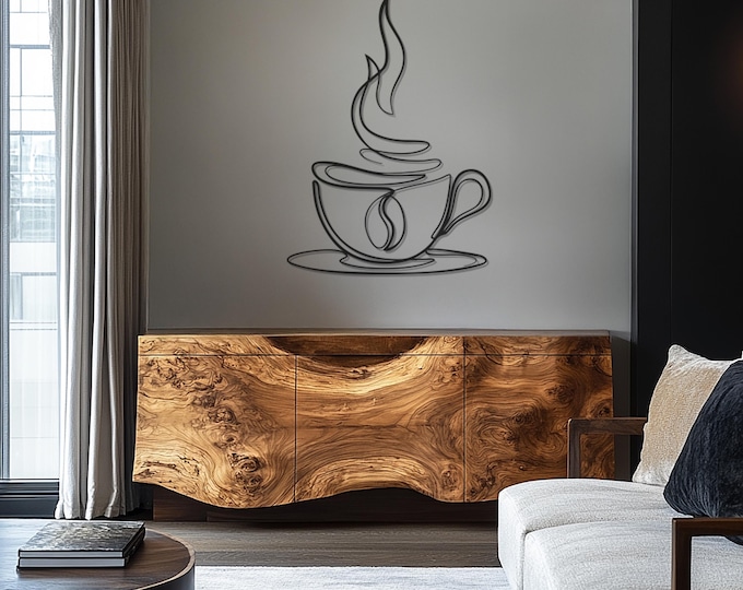 Coffee Metal Wall Art Decor, Metal Wall Hangings, Home Decoration, Minimalist Line Art, Metal Wall Decor, Father's Day Gift, Gift for Home