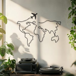 Mapa del mundo de metal para pared, perfecto para entusiastas de los viajes, disponible en negro, blanco, dorado, bronce y plateado, decoración moderna para el hogar o la oficina