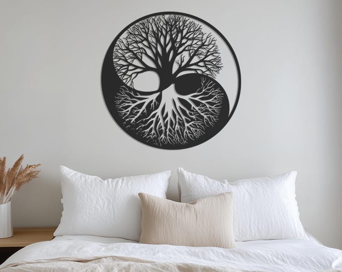 Tree of Life & Yin Yang Metal Wall Art, Yin Yang Metal Wall Art, Tree of Life Metal Wall Art Decor, Metal Wall Art Decor, Father's Day Gift
