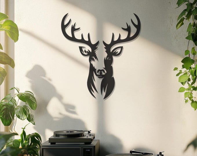 Deer Head Metal Wall Decor, Wildlife Wall Hanging, Deer Wall Decor, Metal Wall Decor, Housewarming Gift, Father's Day Gift,Nature Lover Gift